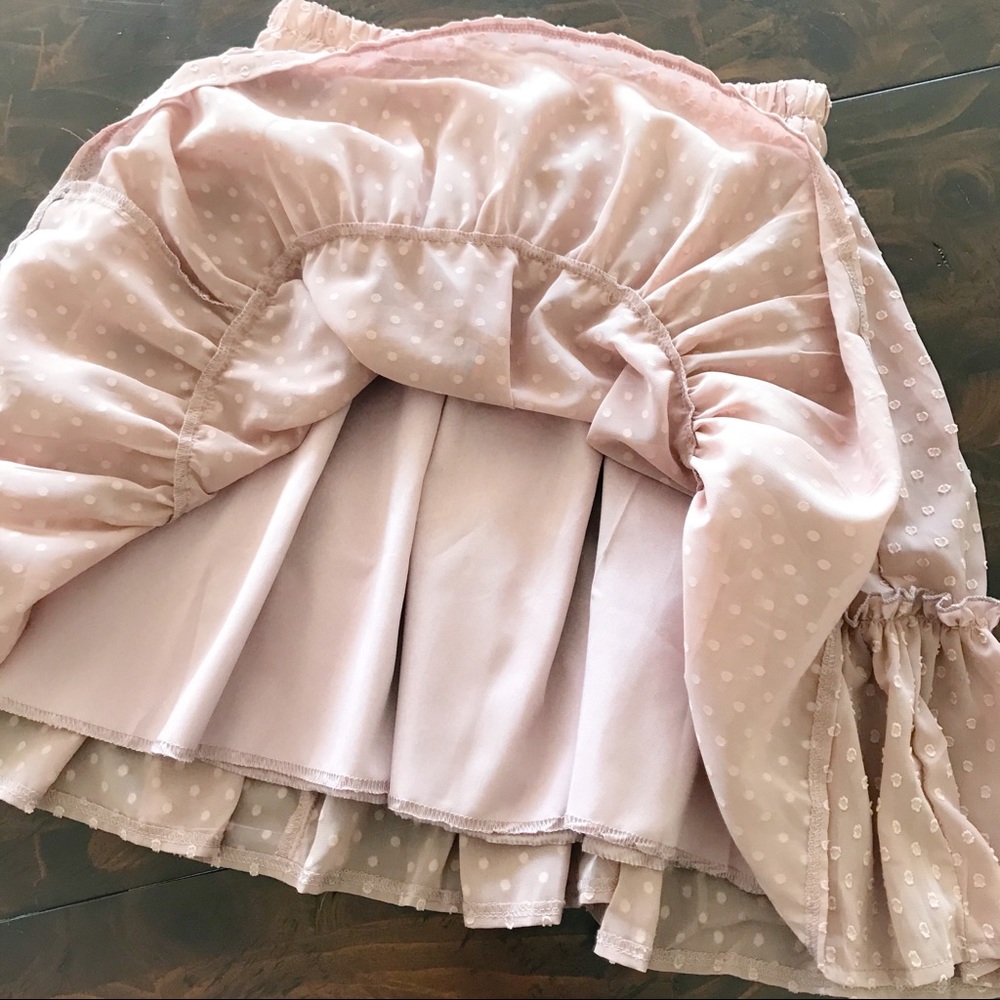 5āļø /REGATTA/ Blush Pink Chiffon Dot Tiered Skirt - Picture 4 of 4